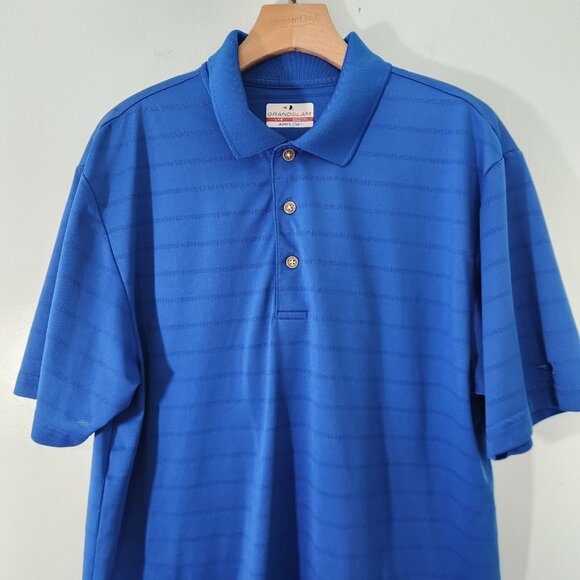 Grand Slam Airflow Polo Shirt Golf Blue Short Sleeve Polyester Large EUC - Picture 4 of 10